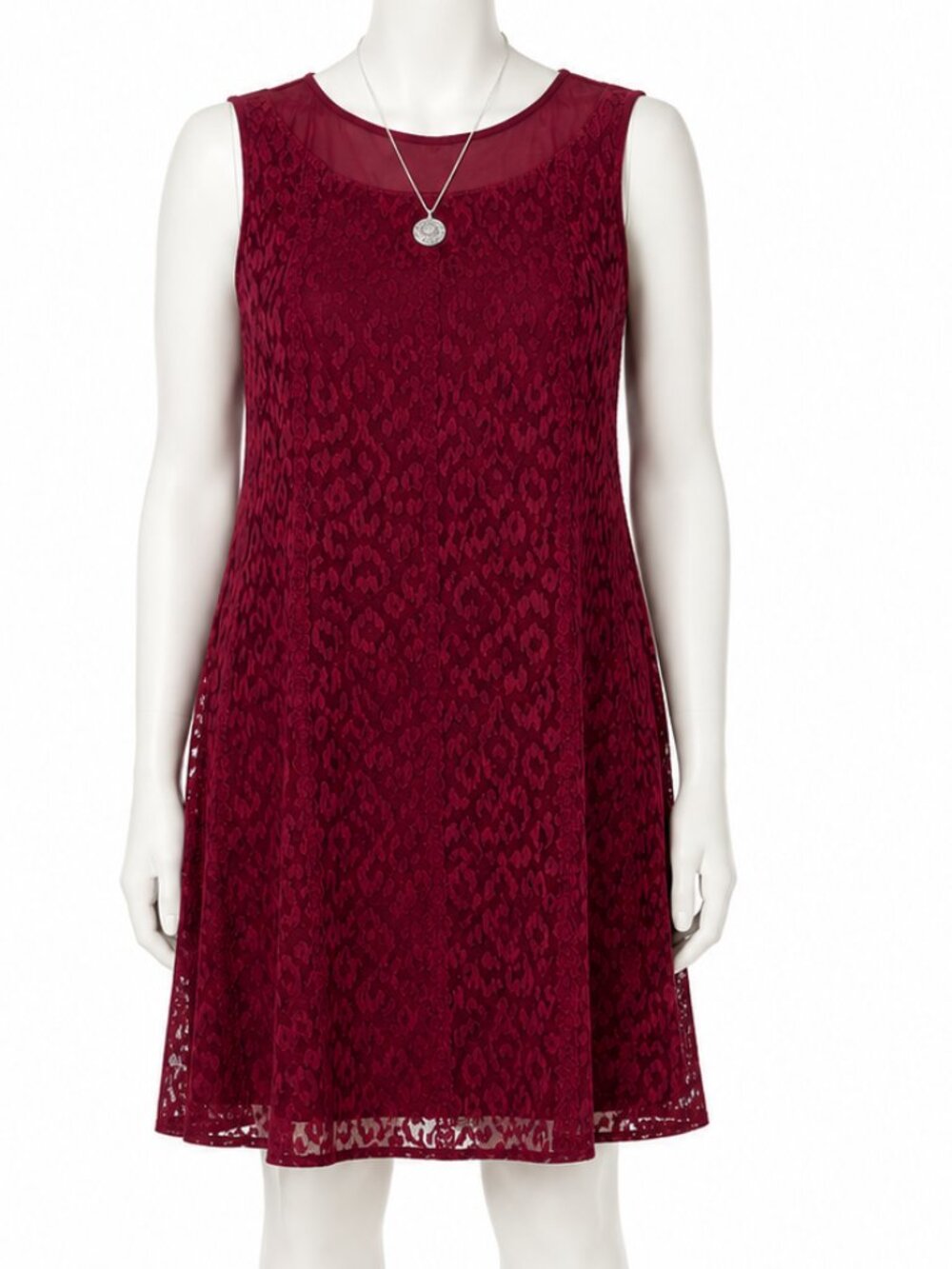 Adrianna Papell Burgundy Lace Sleeveless Dress Size 12 Like New Elegant Cocktail